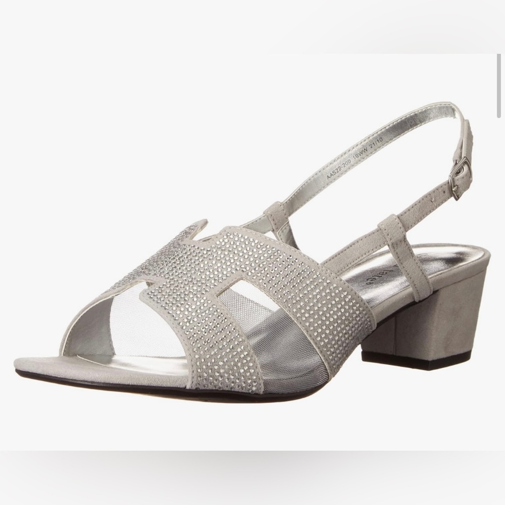 David Tate Amber Women's Sandal Sz#9M silver suede block cut slingback New